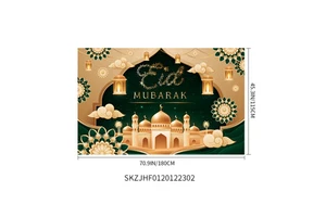 Ramadan Supplies Festive Activity Decorations Islamic Religious Motifs Polyester Moon Wall Backdrop for Activities Ramadan