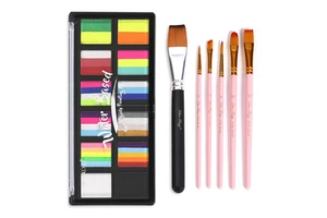 Professional Party Face Painting Kit with Water Activated Gouache Paint Body Makeup Tattoo & Oil Painting