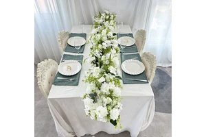Realistic Silk Artificial Wedding Flower Backdrop with Mixed Roses Lilies & Tulips-Modern Style Waterproof & Handmade