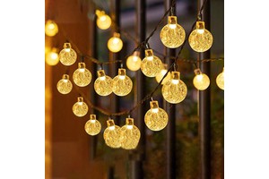 Solar LED Crystal Christmas String Lights Bubble Ball Outdoor Holiday Party Garden Camping Tent Ambience Decorative Lights