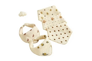 Wholesale Cartoon Printed Baby Muslin Square Towel Custom Logo Foldable Triangle Bib 4-Layer Absorbent 0-5s Cute Factory Direct
