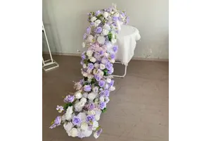 Colourful Artificial Silk Rose Table Flower Runner for Wedding Home Party Decor Wedding Sign-in Table Flower Runner