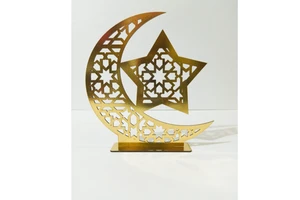 Concept Home Moon Eid & Ramadan Table Ornaments with LED String Lights-Reusable Customizable Indoor Use
