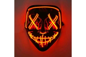 Wireless 2025 Halloween Rave Disguise Mask Luminous LED Purge Mask Neon Light Glowing Masks For Carnival Dark Night Decor