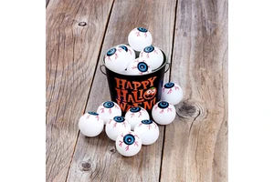 12pcs 3D Eyeball Horror Props Toy Red Blood Line Ghost Festival Night Decoration Halloween Theme Party Supplies Plastic 4x4x4cm