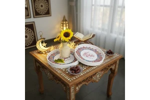 New Arrival Ramadan Fruit Platter Wood Ornament for Eid Mubarak Party Decoration