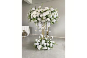 Luxury Wedding Tabletop Dekoration White Greenery Rose Flower Centerpiece and Stand for Wedding Bouquets Bridal Party Decoration