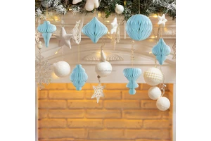 Paper Eco-Friendly Honeycomb Paper Christmas Festival Tree Hanging Ornaments with Magnets Xmas Home Decorations