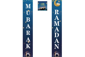 2024 Hotsale Eid Ramadan Mubarak Door Banner Porch Sign DIY Ramadan Decorations for Party Ramadan Kareem Party Supplies