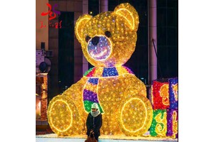 Led Lighting Outdoor 3D Giant Lighting Teddy Bear Motif Light For Super Market Holiday Decoration