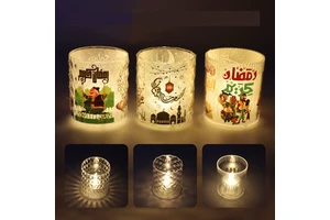 Eid Mubarak Led Candle Night Light Plastic Portable Ramadan Kareem Ornament Lamp Islam Muslim Home Party Decor Supplies