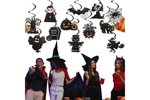 Halloween Hanging Swirl Spiral Ceiling Decor Pumpkin Ghost Bat Party Ornaments Decoration Set