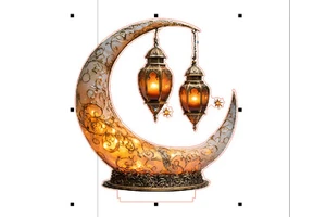 DAMAI Muslim Eid Mubarak Mirror Gold Crescent Star Light Acrylic Decoration Ramadan Gifts with Moon Light for Party Supplies