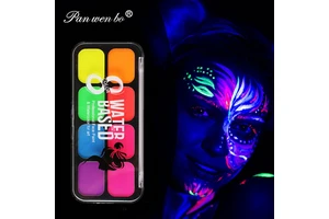 Panwenbo Professional 8 Fluorescent Colours Water Based Professional Face Paint Kit for Halloween Party and Body Painting