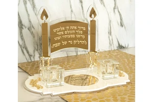 Personalized Judaica Shabbat Lucite Shalom Candle Stand Set Jewish Acrylic Menorah Holder Acrylic Judaica Gift