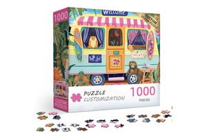 Custom 500/1000 Pieces Bule Cardboard Jigsaw Puzzles OEM Factory Summer Surfing Printing Puzzle Educational For Child/adult