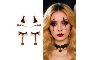 Halloween Paper Face Stickers Temporary Eco-Friendly Water Transfer Tattoo Face Makeup Clown Design Waterproof for Men and Women