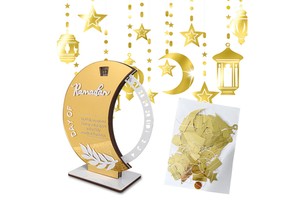 Acrylic Rotating Ramadan Advent Calendar Muslim Festival Ramadan Decorations for 2025 Mubarak Holiday Supplies