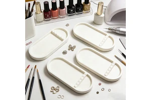 Modern Nordic Minimalist Concrete Oval Storage Tray Handcrafted Cement Nail Art Display Plate Jewelry Cosmetic Wedding Ramadan