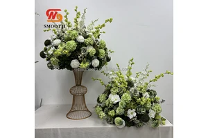 SMOOTH New Artificial Wedding Table Floral Arrangements Decoration Silk White Green Rose Flower Ball Wedding Centerpieces