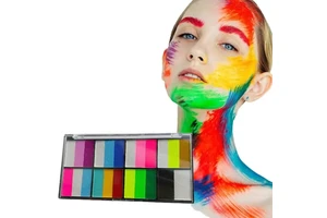 Children's Party Face Painting Kit with Water Activated Colors for Body Makeup and Palette