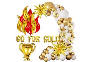 Football Champion Foil Star Balloon Letter Arch Kit Metal Gold White Latex Sports Birthday Game Party Decoration Supplies