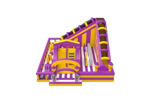 Colorful Funny Purple Yellow City Inflatable Obstacle Bouncer Slide with CE Blower for Kids Party Game Entertainment Activity