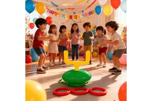 Hot Sale Inflatable Head Ring Toss Toy - PVC Party Game Prop for Kids Street Vending & Gathering Fun