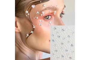 1PC 3D Colorful Starfish Diamond Face Tatoo Sticker Party Pearls Glitter Round Gem Eye Makeup Temporary Decal DIY Face Patch
