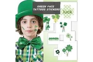 2025 New Design St. Patrick's Day Temporary Tattoo Face Stickers Sexy Green Hat Festival Party Makeup Stickers for Body White