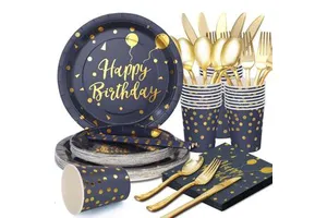 Quality Disposable Plates Party Luxurious Supplies Birthday Favors Decorations Cups Paper Tableware Set
