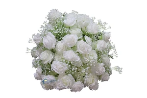 Customized High Quality 1.97ft White Artificial Silk Rose Gypsophila Flower Ball Modern Wedding Event Party Floral Table