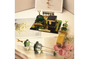 2025 Crystal Glass Ramadan Ornaments Gold Black Eid Mubarak Home Table Decorations Islamic Muslim Festival Ramadan Supplies