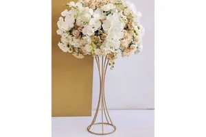 Handcrafted floral arrangement iron wedding centerpiece for stylish and elegant reception banquet table decor