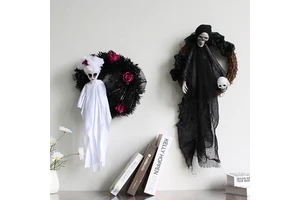 Halloween Outdoor Horror Party Supplies Garland Hanging White Ghosts Wall Decorations Skeleton Door Wreath Ghost Decoration