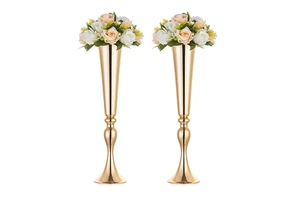 Gold Flower Stand Floral Arrangements Trumpet Vases for Wedding Centerpieces Table Decorations