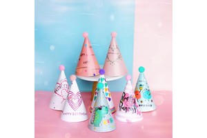 Colorful Party Hats- Various Pattern Cone Party Cone for Kids Birthday Game and DIY Craft Party Supplies Group Activities SD127