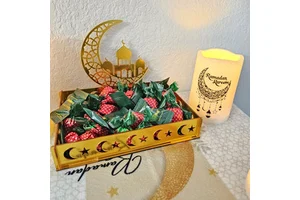 Factory Custom Gold Acrylic Ramadan Serving Tray Islamic Ramadan Table Decor Ramadan Gifts