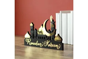 Ramadan table centerpiece with traditional Islamic design for festive dining setup during holy month celebration