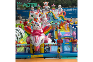 AOYU Customized Commercial Inflatable Amusement Park, Large Adult Bounce House Obstacle Course For Theme Park Rental
