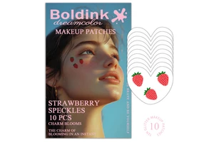 Cute Strawberry Fruit Face Makeup Patches 10PCS Glitter Speckles Instant Blooming Stickers for Summer Festival Beauty Decor