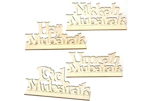 Wooden Eid Mubarak Ornament DIY Crafts Lesser Festival Supplies Hajj Mubarak Decorations