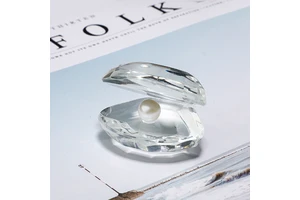 Europe Style Glass Crystal Sea Shell With Pearl Crystal Oysters for Home Bedroom Decoration Ornament Wedding Favor Gift