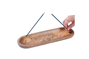 High Quality Luxury Handmade Wooden Incense Tray with Floral Pattern Customized for Ramadan EID Holidays Wholesale Supply Kuwait