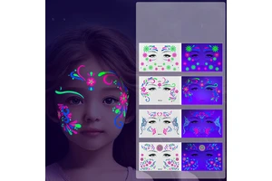 Fluorescent Face Sticker Music Festival Tattoo Makeup Glitter Party Stickers Waterproof Temporary Tattoo Stickers Makeup
