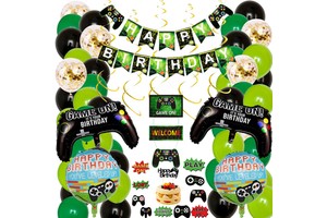 Nicro New Arrival Baby Boys Birthday Game on Theme Controller Video Gamepad Foil Balloon Set Kit Party Decoration Supplies