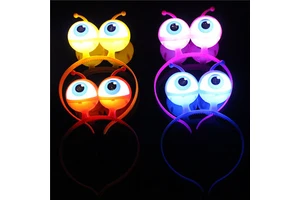 PARTYMENT LED Flashing Alien Antenna Headband Big Eyeball Boppers for Halloween Birthday Parties Party Favors Decorations