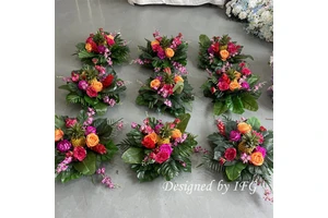 IFG Tropical Floral and Leaves with Artificial Pineapple Ball Flower Centerpieces for Wedding Table Decor