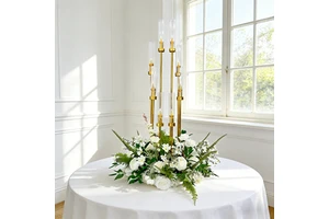 Wedding Silk White Roses Flower Arrangement Centerpieces Artificial Garland Decoration Table for Events
