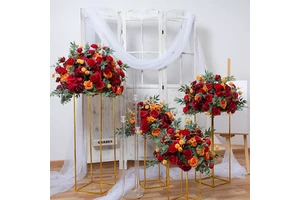 Popular Red Orange Rose Table Centerpieces Modern Luxury Wedding Party Decorative Custom Artificial Flower Ball New Arrival